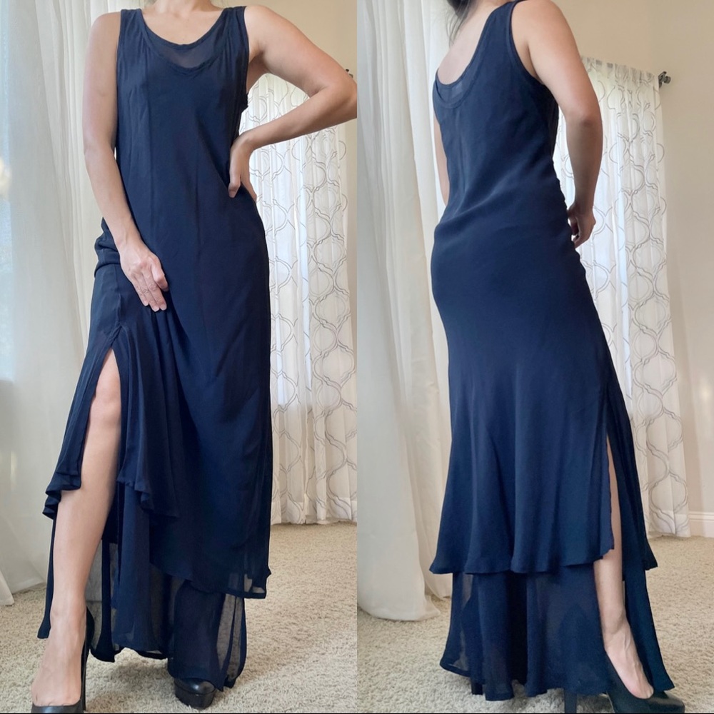 Vtg sheer layered maxi gown
